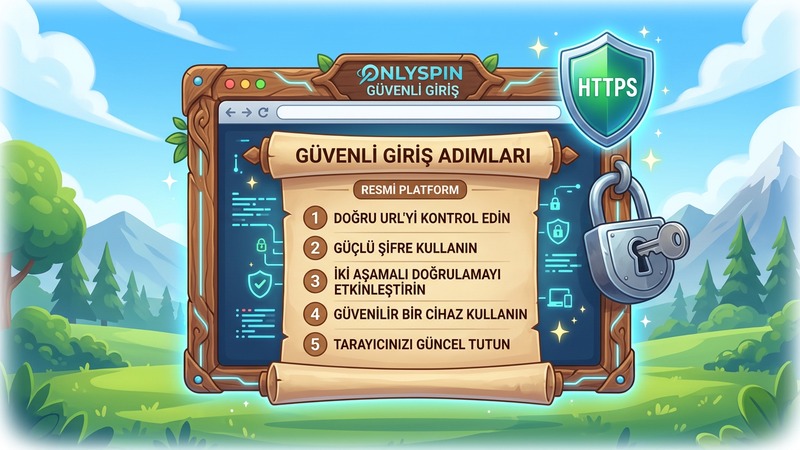 OnlySpin güvenli giriş rehberi adım adım anlatım görseli