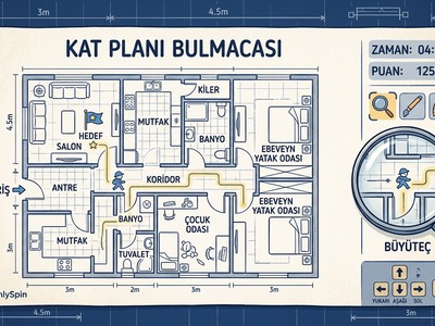 KatPlanıBulmacası oyun modu ekran görüntüsü, apartman kat planı haritası