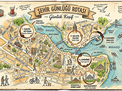 ŞehirGünlüğüRotası günlük hayat harita keşfi oyun modu ekranı